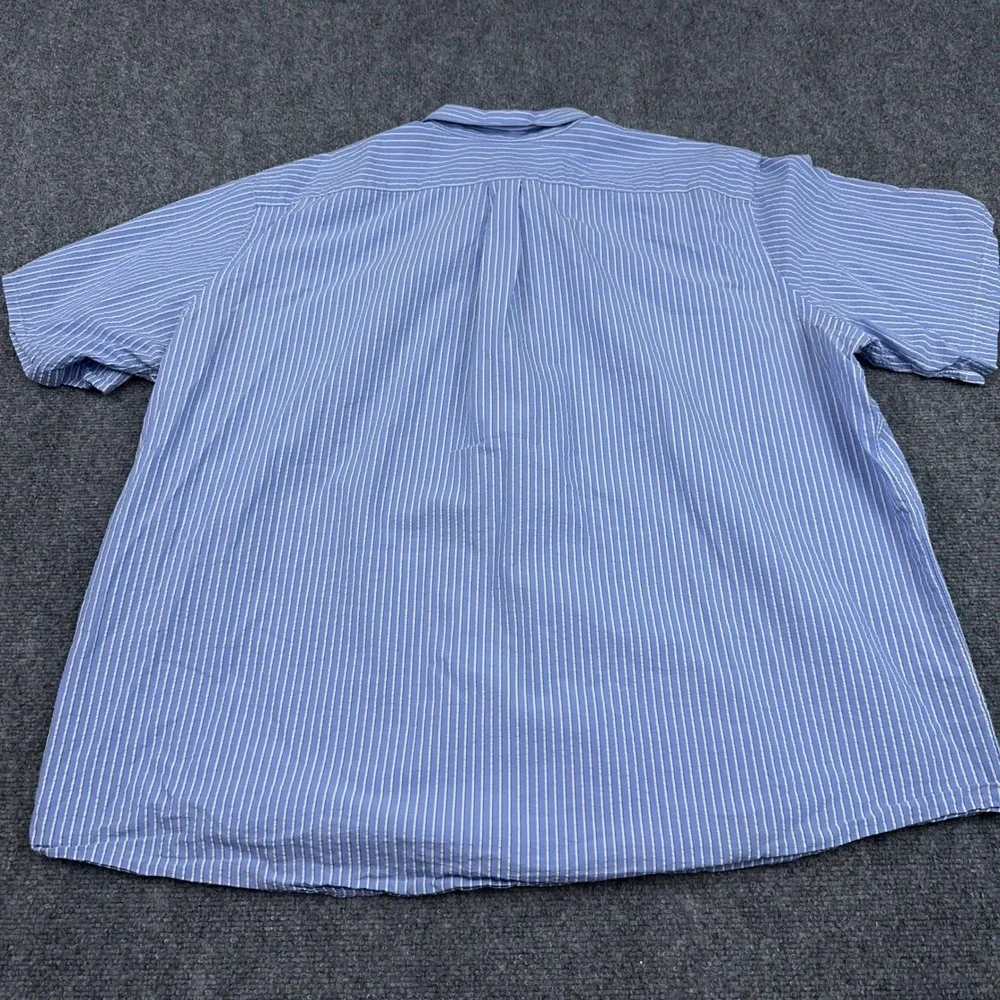 Polo Ralph Lauren Seersucker Sport Shirt Mens 2XB Blue Striped RL Untucked Fit